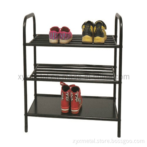 Steel Structure Heavy Duty Black Metal Shoe Rack
